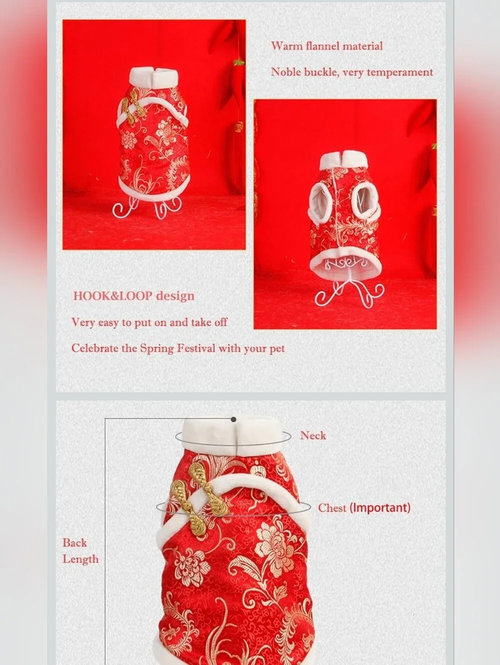 New Year Cat Knot Buttons Coat Dogs Cheongsam Winter Pet Clothes Vest